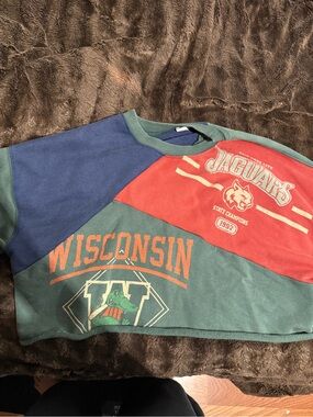 Urban Outfitters Colorblock Red Green Blue Wisconsin Jaguars Sweatshirt